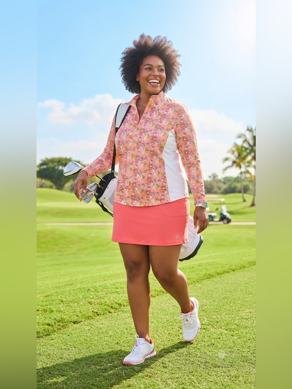 SIZE XL Bermuda Sands® 1/4 Zip Pullover Top Skort Athletic Matching Set